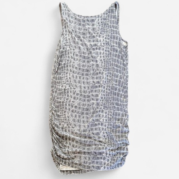 New york & Co Gray Crocodile Print Sleeveless Bodycon Ruched Tank Dress small - Picture 7 of 7